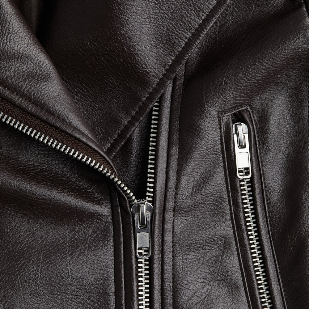 NWT (size XS) H&M Brown Leather Jacket - Picture 2 of 10